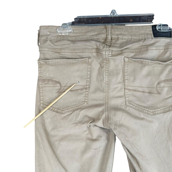 American Eagle Women’s 8 Super Super Stretch Jeggings Khaki Pants Y2K Neutral - Picture 4 of 16